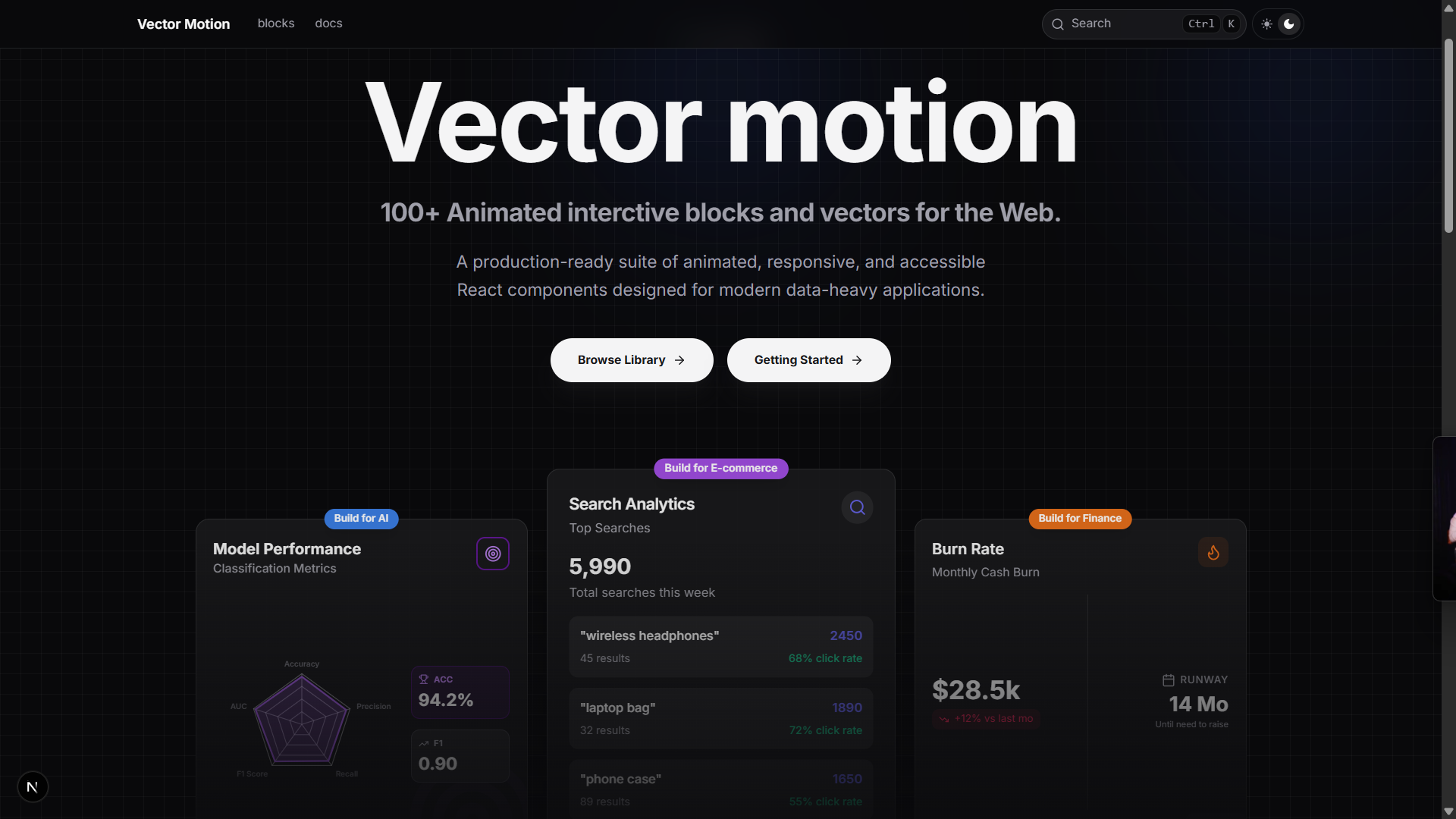 VectorMotion - Animated React Components for Dashboards